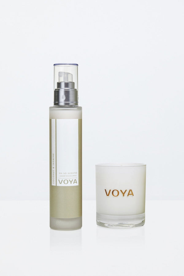 Coconut & Jasmine Scented Candle & Room Spray Bundle - BundlesVOYA Skincare