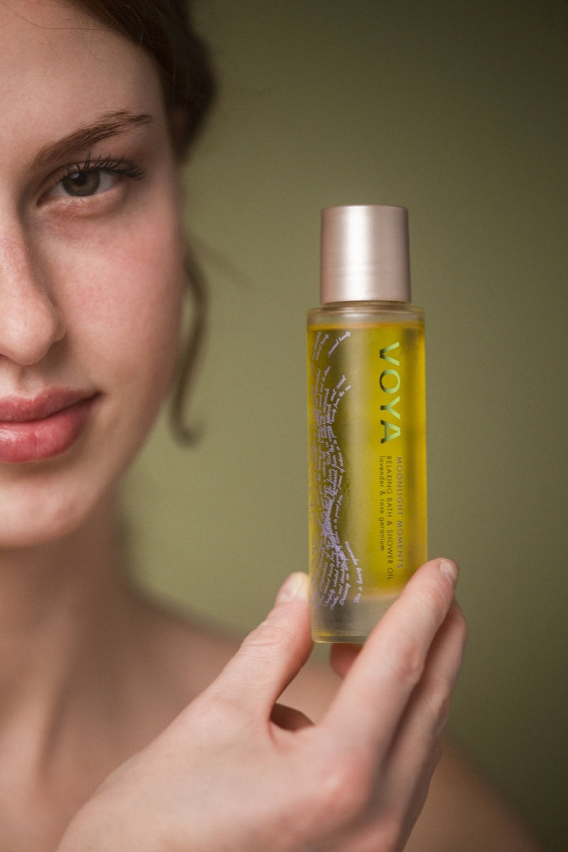 Moonlight Moments Relaxing Bath Oil lifestyle image, VOYA Skincare USA
