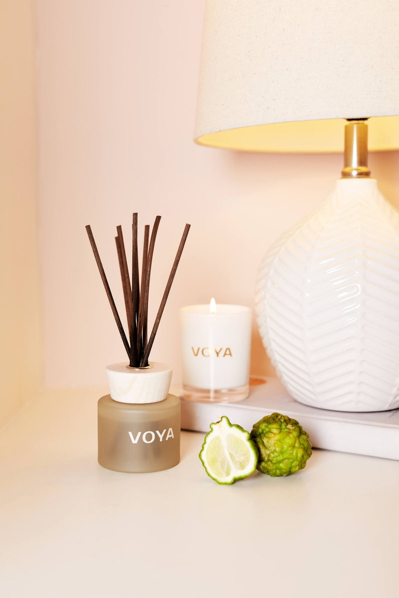VOYA Skincare USA African Lime and Clove Reed Diffuser and Scented Candle