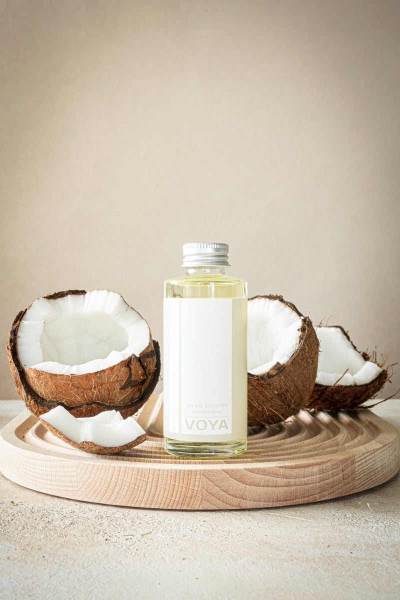 VOYA Skincare USA Coconut and Jasmine Reed Diffuser Oil Refill Lifestyle Image
