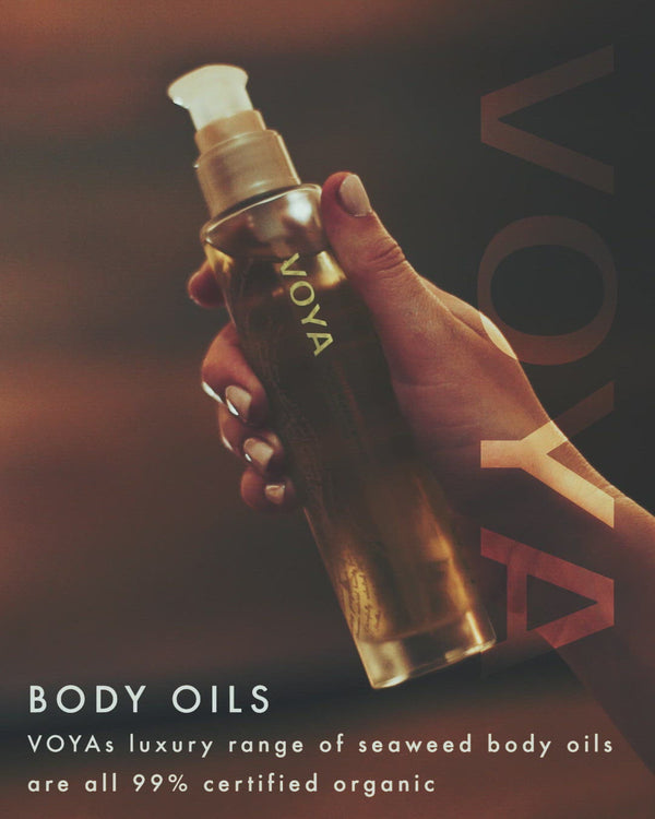 Voya Organic Beauty USA Angelicus Serratus Body Oil in use