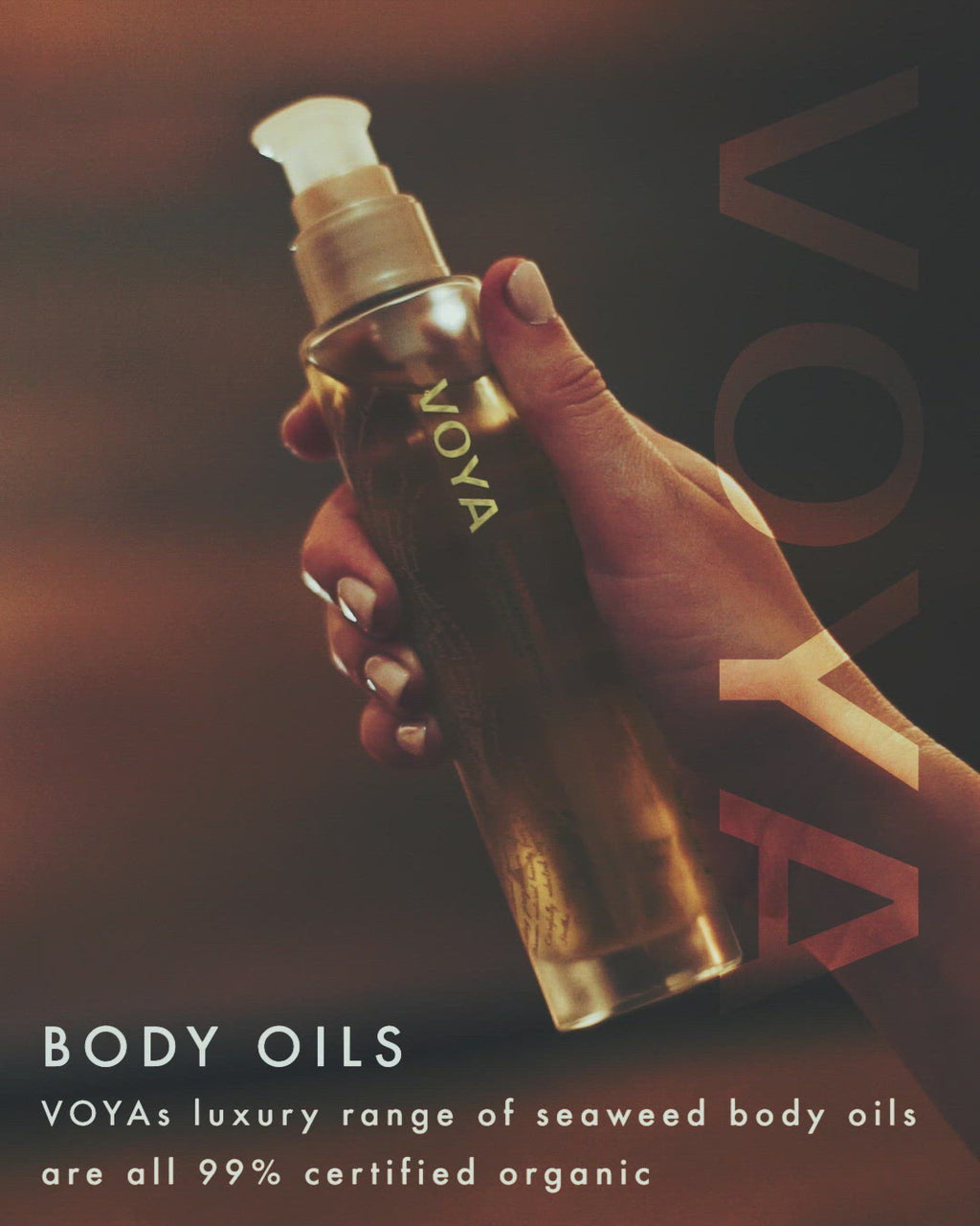 Voya Organic Beauty USA - Serenergise Rejuvenating Body Oil in use